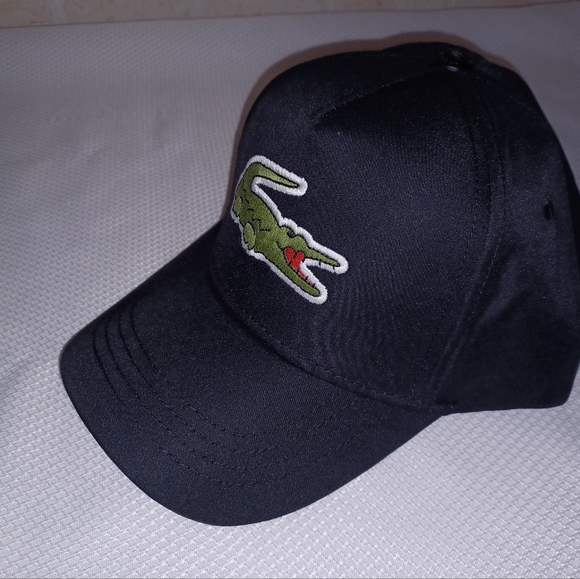 Black Lacoste Solid Cotton Baseball Cap NEW Black Lacoste Hat - Picture 5 of 5